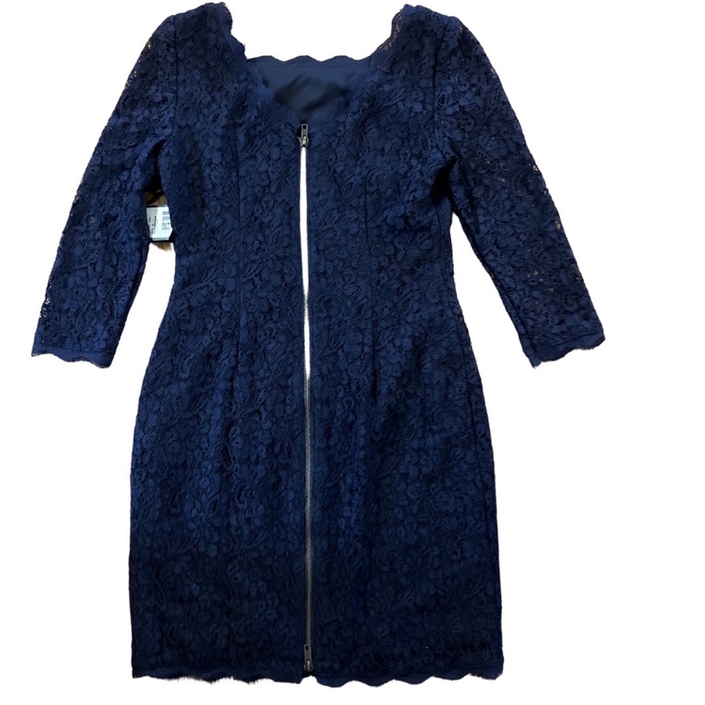NWT Adrianna Papell Navy Lace Dress Size 6P - Picture 3 of 8